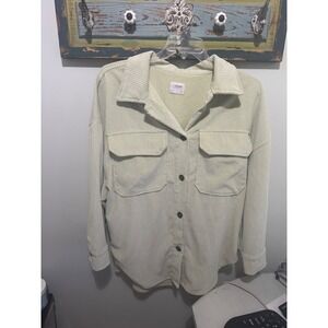 This‎ is a Cisono oversized sage corduroy shacket